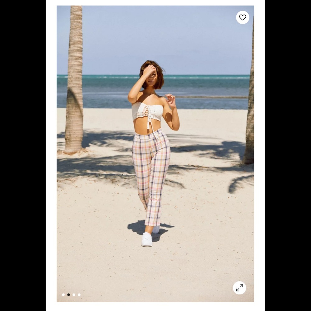 Urban Outfitters Leila Womens Clueless Preppy Plaid Kick Flare Crop Pant 12 - Picture 7 of 14